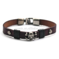 Hot vendendo couro retro bracelete de couro personalizado crânio pulseira para homens